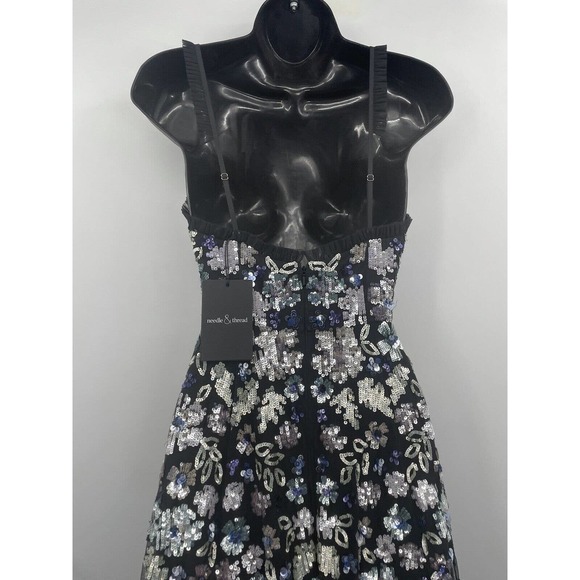 Needle & Thread Wildflower Sequin Midi Dress Size  2 Sweetheart Neck Midi - Picture 8 of 12